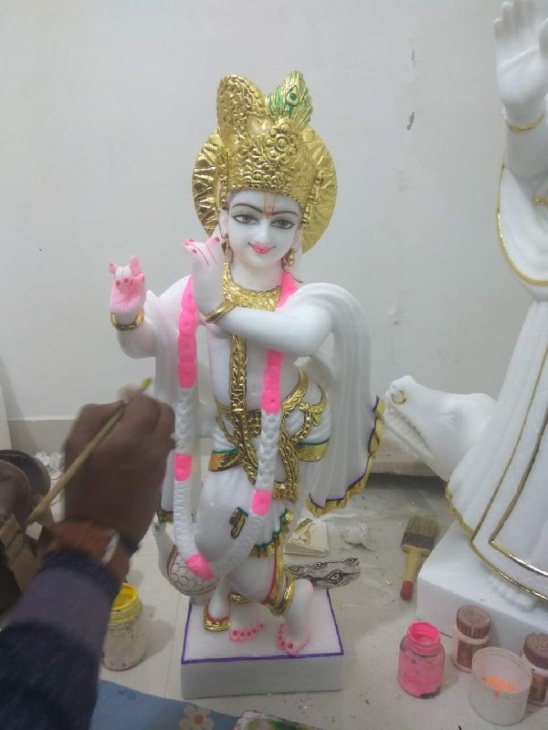 Marble Standing Radha Krishna Statue