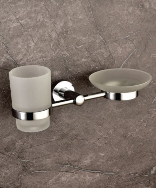 PR 10 Glass Soap Dish with Tumbler Holder