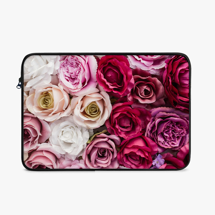 LS1401 Floral Roses Zipper Laptop Sleeve