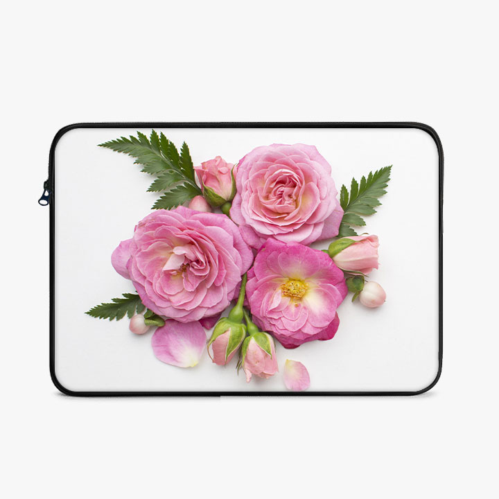 LS1402 Floral Roses Zipper Laptop Sleeve