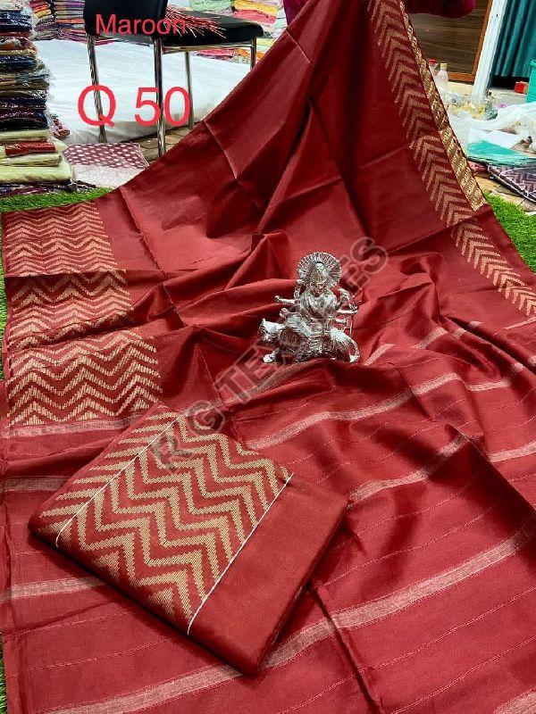 Maroon Staple Semi Silk Saree