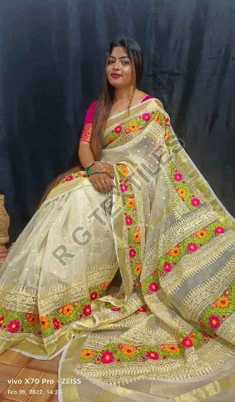 Off White Muslin Silk Saree