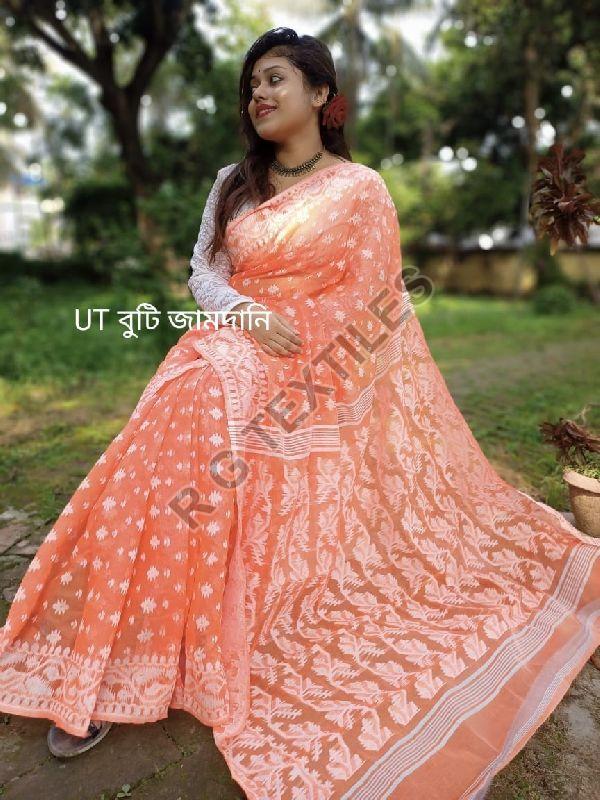 Orange Jamdani Saree