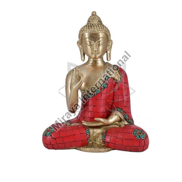 Brass Buddha Idol with Stone Work