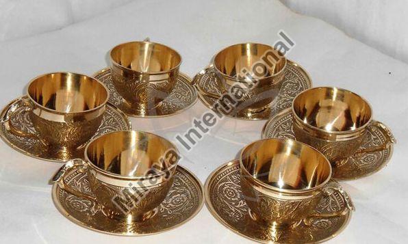 Brass Tea Cup Saucer Set - Manufacturer Exporter Supplier from Moradabad  India