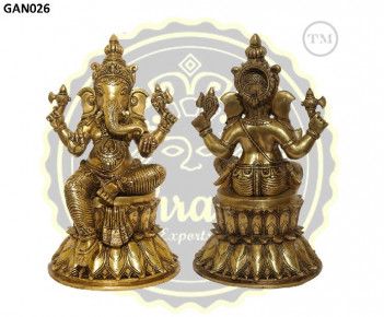 15 Inches Lord Ganesha Brass Statue