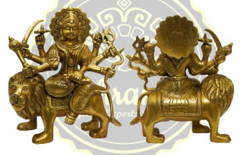 9 Inches Brass Maa Durga Statue