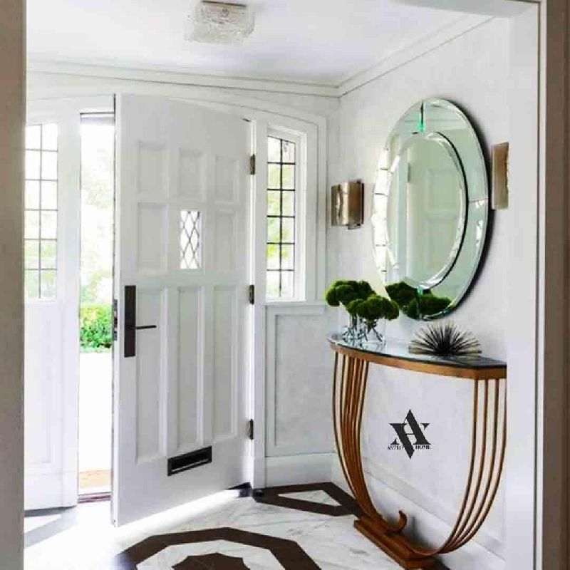 British Metal Console Table With Glass Top
