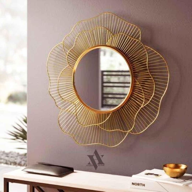 Feather Touch Metal Glass Designer Wall Mirror