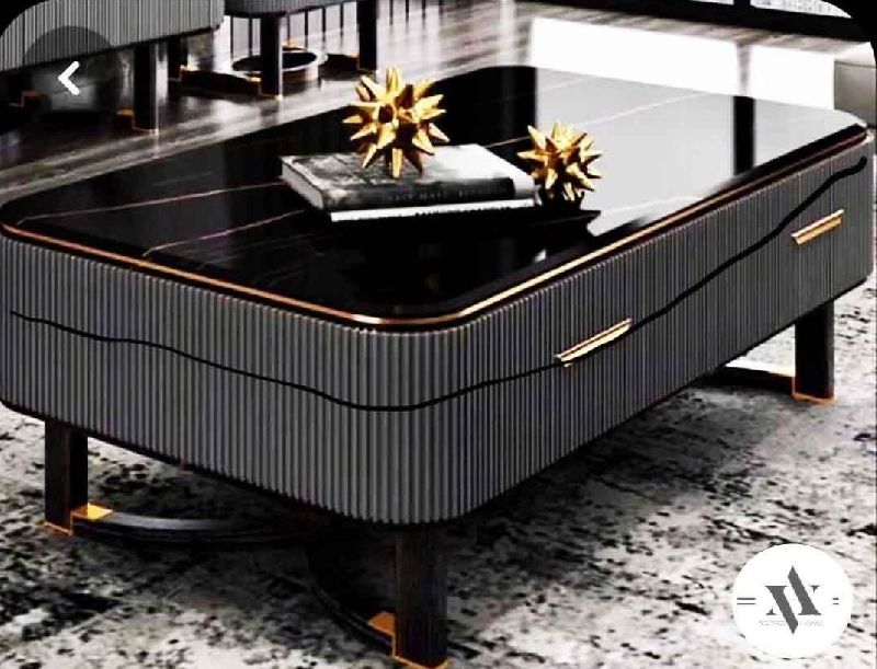Wooden & Stainless Steel Black & Grey Center Table
