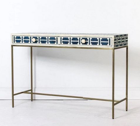 Bone Inlay Lattice Console Table