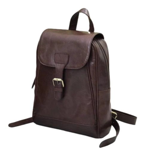 Dark Coffee Brown Leather Backpack Bag
