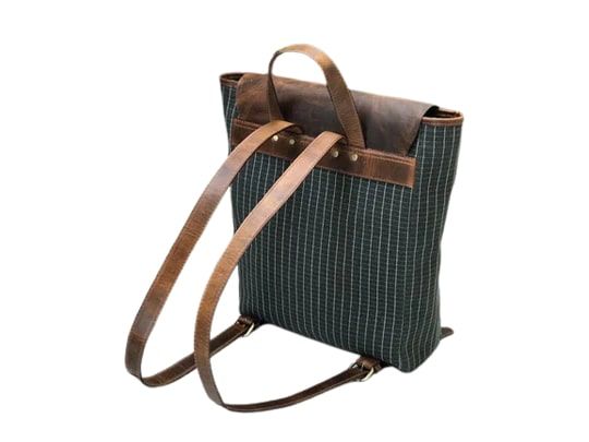 Green Waterproof Canvas Leather Backpack Bag