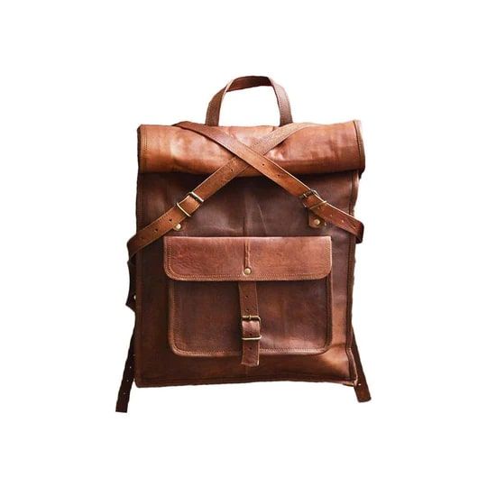 Handmade Brown Genuine Leather Backpack Bag