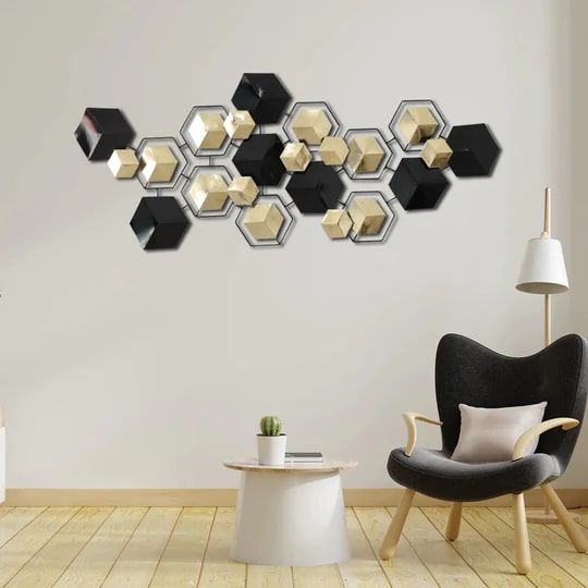 Hexagonal Geometrica Metal Wall Art Decor
