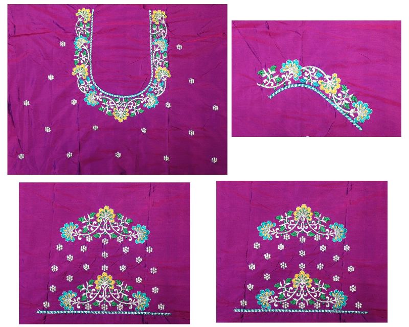 Heavy Work Purple Color Blouse Designs Manufacturer from Vijayawada India