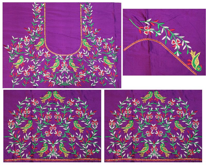 Heavy Work Purple Color Blouse Designs Manufacturer from Vijayawada India