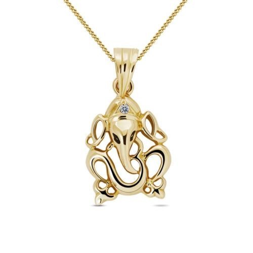 Gold Ganesha Pendant with Diamond