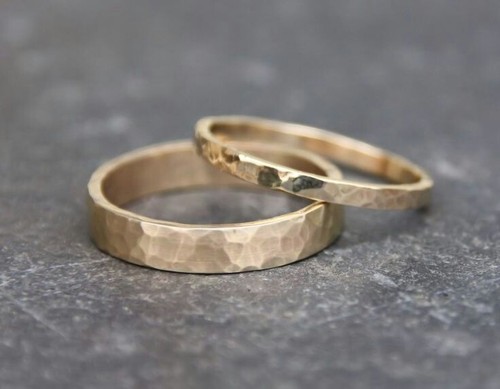 Gold Hammered Band Ring