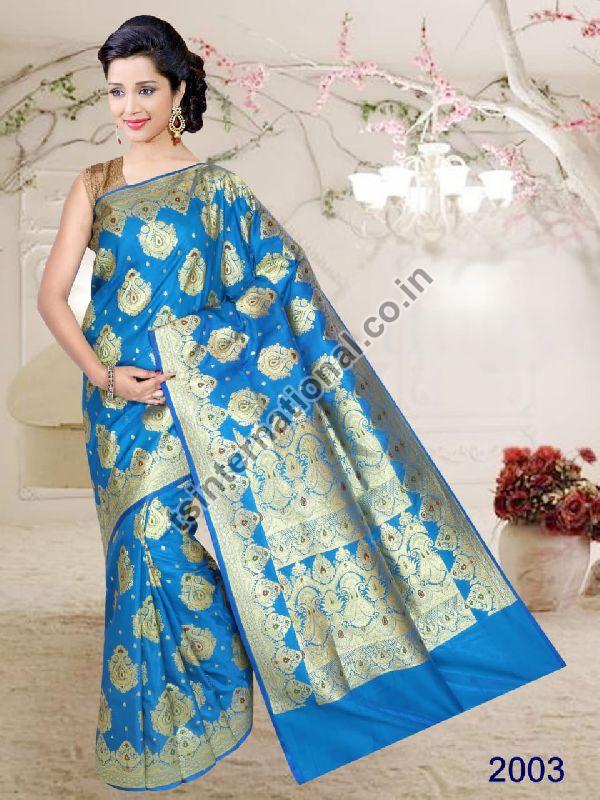 Bridal Banarasi Katan Silk With Kalash Meena Buta Weaved Saree