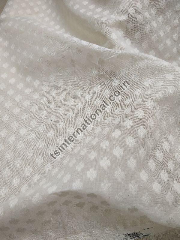 Dyeable Cotton Silk With Cotton Leaf Weave White Fabric