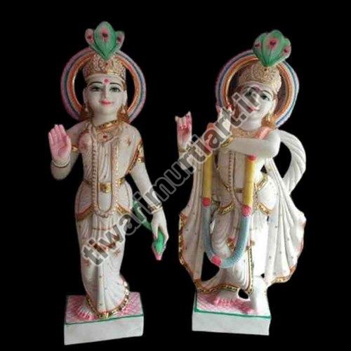 33 Inch Marble Radha Krishna Statue