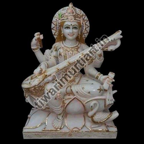 6.3 Feet Marble Saraswati Mata Statue