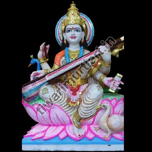 Designer Marble Saraswati Mata Statue