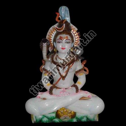 Painted Marble Shiva Statue