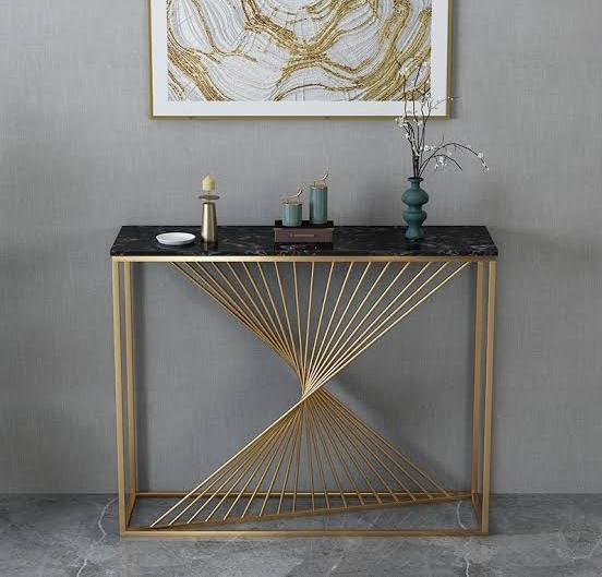 Twisted Console Table with Marble Top