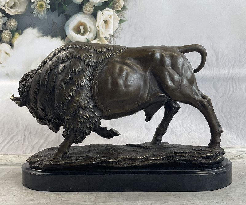 Marble Buffalo Statue