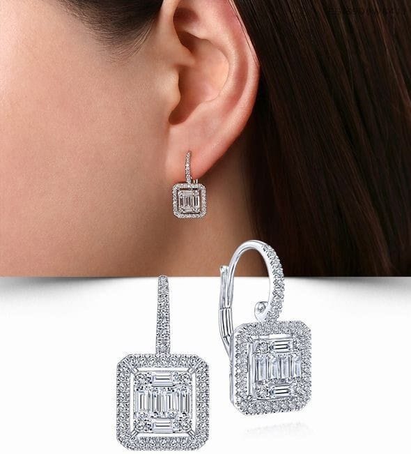Baguette Hoop Diamond Earrings