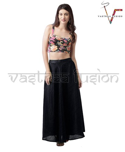 Black Chanderi Long Skirt