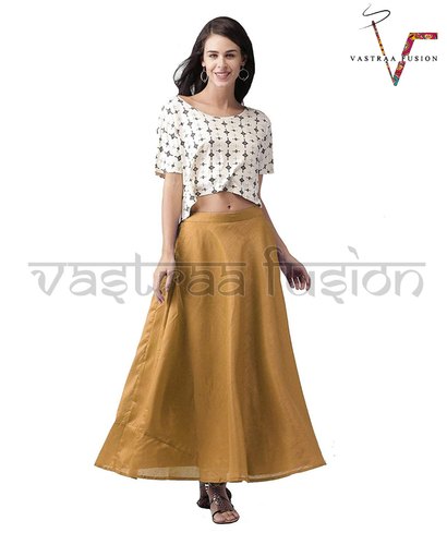 Brown Chanderi Long Skirt