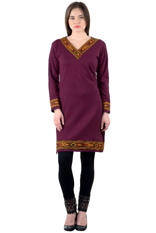Buy Suede Woolen Kurti with Matching Plazzo (Light tan, Large) at Amazon.in
