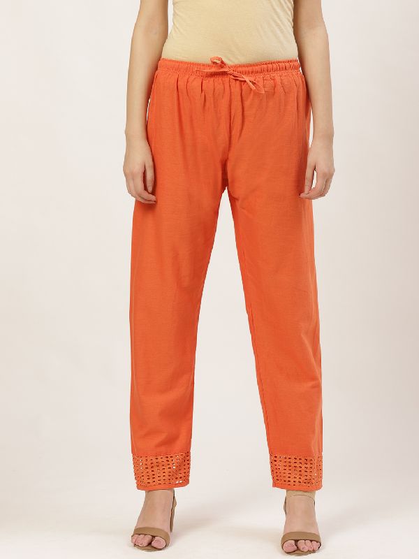 Vastraa Fusion Women\'s Regular Fit Cotton Palazzo (Orange)