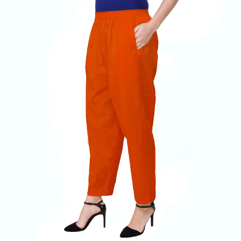 Orange Ladies Cotton Pant