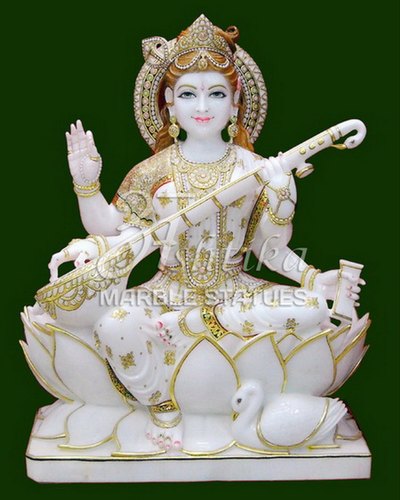 White Marble Saraswati Statue