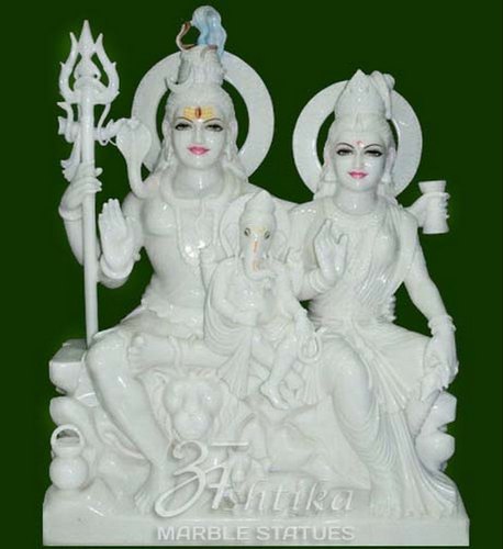 White Marble Shiv Parivar Statue
