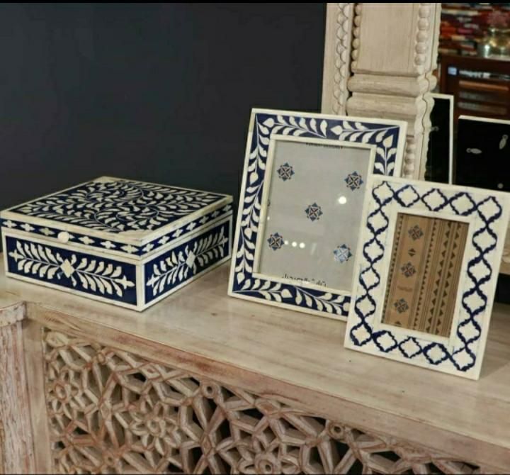 Bone Inlay Photo Frame and Box