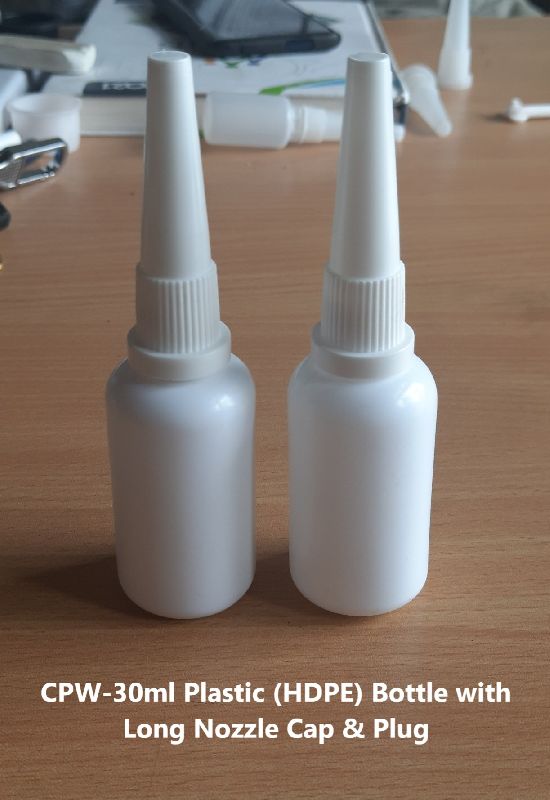 Plastic HDPE Bottle with Long Nozzle Cap and Plug