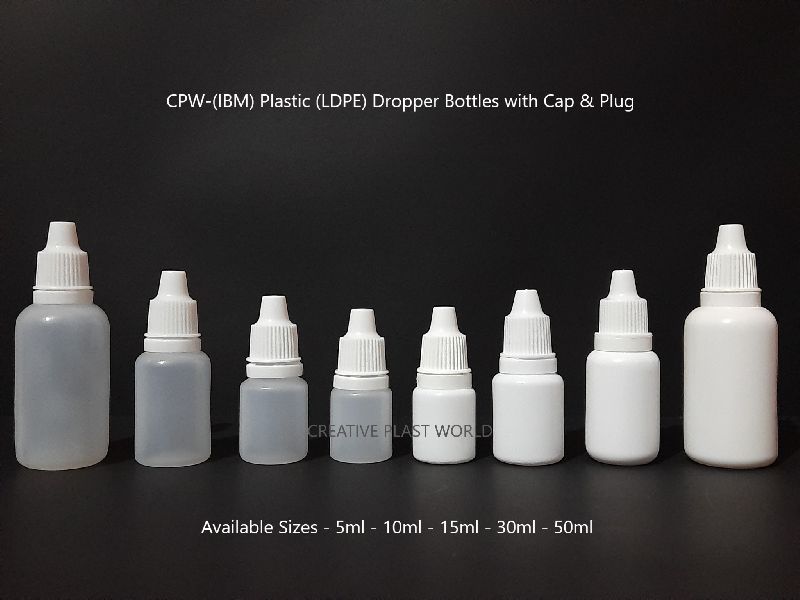 Plastic LDPE Dropper Bottles with Cap and Plug