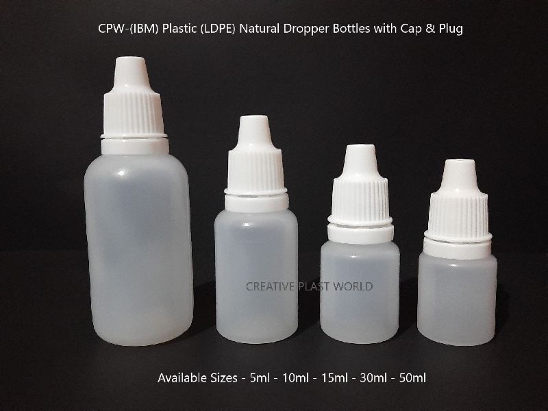 Plastic Natural LDPE Dropper Bottles
