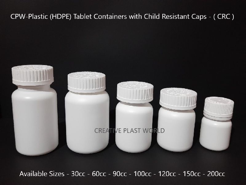 Plastic Tablet Container with CRC Cap