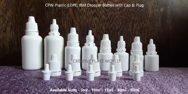 Plastic White Dropper Bottles