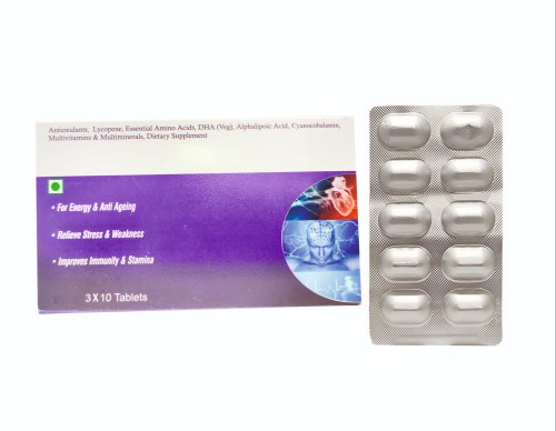 Antioxidants Lycopene Essential Amino Acids DHA Alphalipoic Acid Cyanocobalamin Multivitamin Tablets