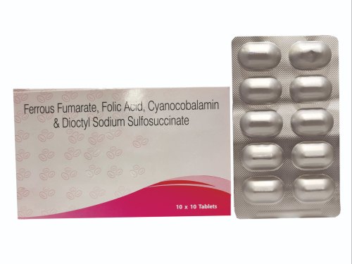 Ferrous Fumarate, Folic Acid, Cyanocobalamin And Dioctyl Sodium Sulfosuccinate Tablets