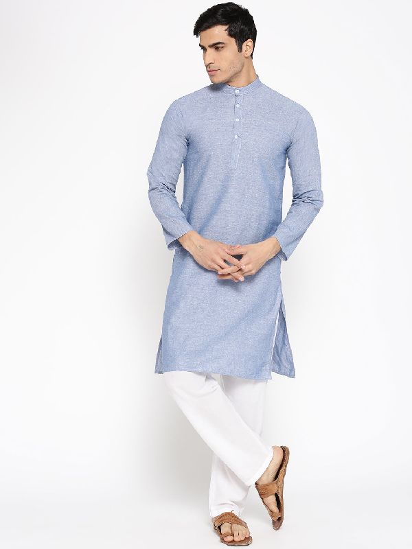 Vastraa Fusion Men\'s Cotton Solid Kurta Pajama Set