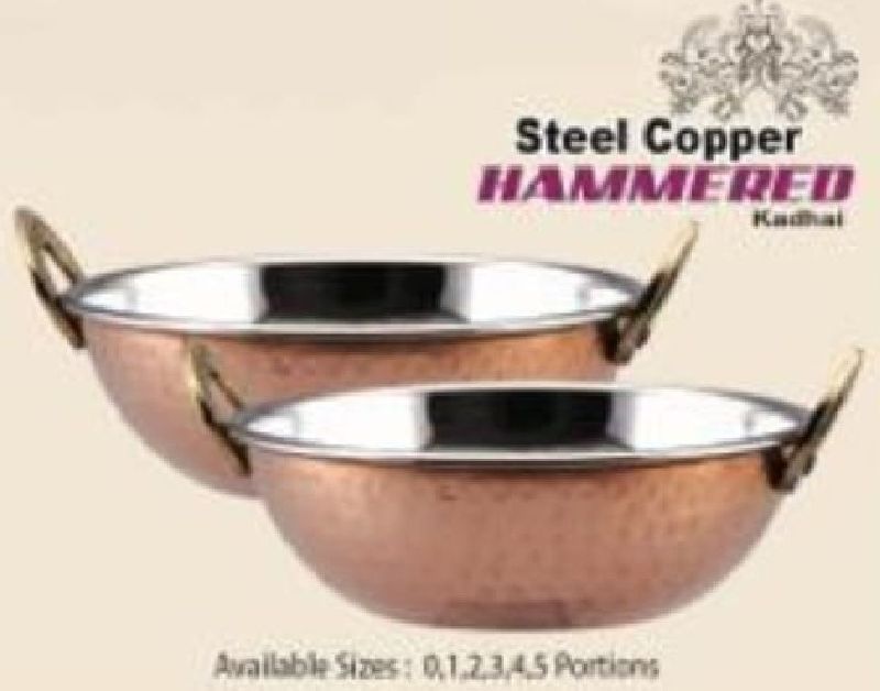 Copper Steel Hammered Kadhai