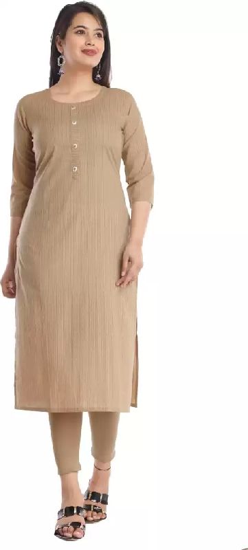 Ladies Brown Striped Straight Kurta Manufacturer Supplier from Jaipur India